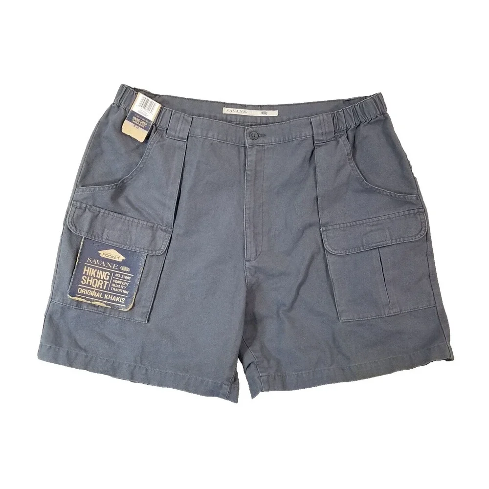 Savane Cargo Hiking shorts mens 42x7 grey cotton comfort waist outdoor retro NEW